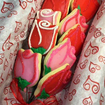 Long Stem Cutout Sugar Cookie Dozen Roses